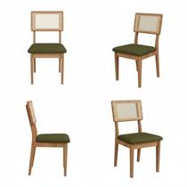 Kit 4 Cadeiras Estofadas Encosto Telado Estrutura 100% Mdf Bolonha