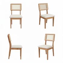 Kit 4 Cadeiras Estofadas Encosto Telado Estrutura 100% MDF Bolonha Marrom/Freijó/Cesare Claro Kit 4 Cadeiras Estofadas Encosto Telado Estrutura 100% MDF Bolonha Marrom/Freijó/Cesare Claro
