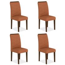 Kit 4 Cadeiras Estofadas Everest Comfort Imbuia/suede Terracota - Ma