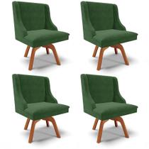 Kit 4 Cadeiras Estofadas Giratória para Sala de Jantar Lia Suede Verde - Ibiza