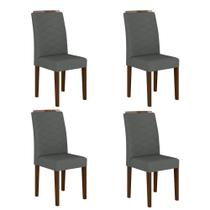Kit 4 Cadeiras Estofadas Kansas Imbuia/suede Cinza - Móveis Arapongas