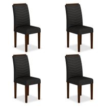 Kit 4 Cadeiras Estofadas Lisboa Wood Imbuia/preto - Moveis Arapongas