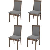 Kit 4 Cadeiras Estofadas Madeira Maciça Sala de Jantar Nora - Móveis Tradição
