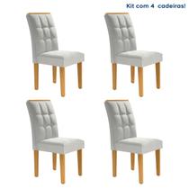 Kit 4 Cadeiras Estofadas Madri Espresso Móveis Cinamomo/Off White/Gelo