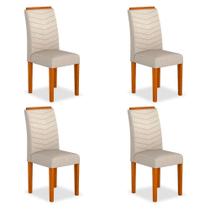 Kit 4 Cadeiras Estofadas Mesa De Jantar Lisboa Wood Cinamomo/bege - Moveis Arapongas