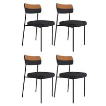Kit 4 Cadeiras Estofadas Milli Corano/Linho F02 Caramelo/Grafite - Mpozenato