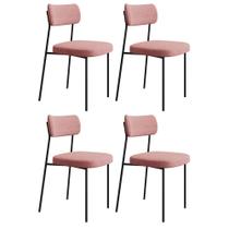 Kit 4 Cadeiras Estofadas Milli Veludo 402 F02 Rosa - Mpozenato