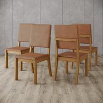 Kit 4 Cadeiras Estofadas para Mesa de Jantar Milla Plus Nature/Corano Caramelo