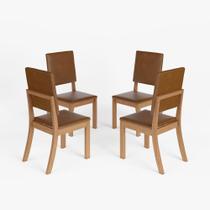 Kit 4 Cadeiras Estofadas para Mesa de Jantar Milla Plus S38 Nature Corano Caramelo - Henn Kit 4 Cadeiras Estofadas para Mesa de Jantar Milla Plus S38 Nature Corano Caramelo - Henn