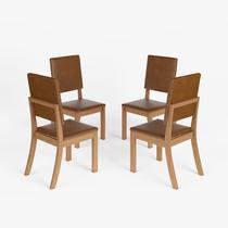 Kit 4 Cadeiras Estofadas para Mesa de Jantar Milla Plus S38 Nature Corano Caramelo - Henn Kit 4 Cadeiras Estofadas para Mesa de Jantar Milla Plus S38 Nature Corano Caramelo - Henn