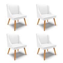 Kit 4 Cadeiras Estofadas para Sala de Jantar Pés Palito Lia Sintético Branco - Ibiza