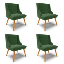 Kit 4 Cadeiras Estofadas para Sala de Jantar Pés Palito Lia Suede Verde - Ibiza