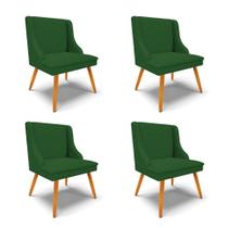 Kit 4 Cadeiras Estofadas para Sala de Jantar Pés Palito Lia Veludo Verde Luxo - Ibiza