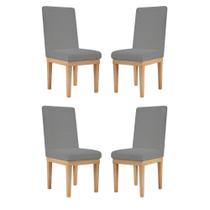 KIT 4 Cadeiras Estofadas Reforçadas Mesa de Jantar Linho - B Balaqui Decor