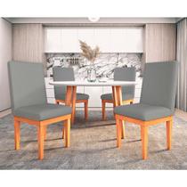 KIT 4 Cadeiras Estofadas Reforçadas Mesa de Jantar Linho