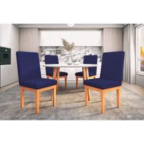 KIT 4 Cadeiras Estofadas Reforcadas para Mesa de Jantar Azul Marinho
