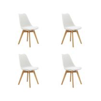 Kit 4 Cadeiras Estofadas Saarinen Wood Pés de Madeira Branco