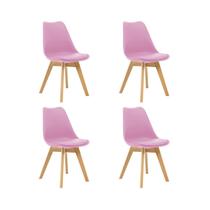 Kit 4 Cadeiras Estofadas Saarinen Wood Pés de Madeira Rosa