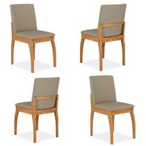 Kit 4 Cadeiras Estofadas Sucre Cinamomo/veludo Bege - Móveis Arapongas - MOVEIS ARAPONGAS