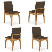 Kit 4 Cadeiras Estofadas Sucre Cinamomo/veludo Mar - Móveis Arapongas