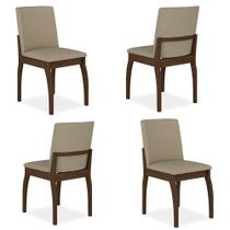Kit 4 Cadeiras Estofadas Sucre Imbuia/veludo Bege - Móveis Arapongas - A Móveis Arapongas