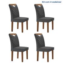 Kit 4 Cadeiras Estofadas Texas Yescasa Chocolate/Off White/Cinza