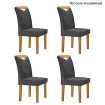 Kit 4 Cadeiras Estofadas Texas Yescasa Cinamomo/Off White/Boucle Cinza