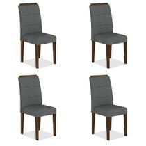 Kit 4 Cadeiras Estofadas Vitória Imbuia/cinza - Móveis Arapongas