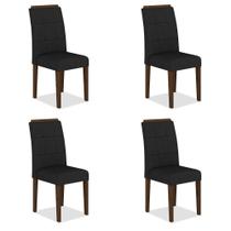 Kit 4 Cadeiras Estofadas Vitória Imbuia/preto - Móveis Arapongas