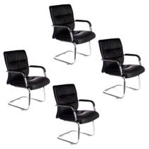 Kit 4 Cadeiras Fixa Interlocutor Estofada Premium Luxo W50a