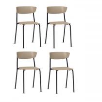 Kit 4 Cadeiras Fixas Bit - Base Preta