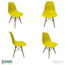 Kit 4 Cadeiras Flórida Sem Braço Base Madeira Várias Cores - Fratini