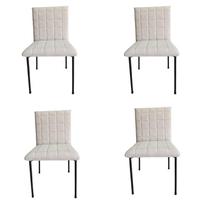 Kit 4 Cadeiras Gael Para Sala Mesa de Jantar Moderna com Base de Ferro Tecido Bouclé Premium Bege Topii Moda Casa