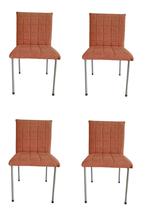Kit 4 Cadeiras Gael Para Sala Mesa de Jantar Moderna com Base de Ferro Tecido Bouclé Premium Terracota Topii Moda Casa Kit 4 Cadeiras Gael Para Sala Mesa de Jantar Moderna com Base de Ferro Tecido Bouclé Premium Terracota Topii Moda Casa