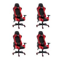 Kit 4 Cadeiras Gamer Giratória One Shot Preto/Vermelho Kit 4 Cadeiras Gamer Giratória One Shot Preto/Vermelho