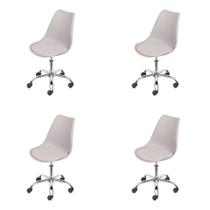 Kit 4 Cadeiras Giratória Eames Saarinen Joly Polipropileno Assento Estofado PU Fendi Base Rodízio Kit 4 Cadeiras Giratória Eames Saarinen Joly Polipropileno Assento Estofado PU Fendi Base Rodízio