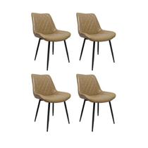 Kit 4 Cadeiras Haifa Caramelo Aço Couro 84x54x56cm Fratini