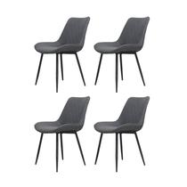 Kit 4 Cadeiras Haifa Grafite Aço Couro 84x54x56cm Fratini