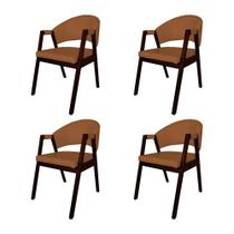Kit 4 Cadeiras Helen para Mesa de Jantar Madeira Maciça Castanho Premium Assento Facto - Caramelo Kit 4 Cadeiras Helen para Mesa de Jantar Madeira Maciça Castanho Premium Assento Facto - Caramelo