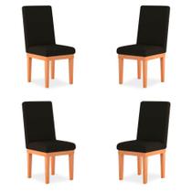 Kit 4 Cadeiras Helena p/ Mesa de Jantar Suede, Base Madeira Kit 4 Cadeiras Helena p/ Mesa de Jantar Suede, Base Madeira