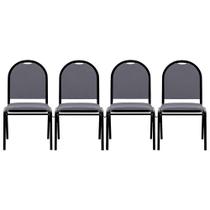 Kit 4 Cadeiras Hoteleiras Auditório Empilhável Sintético M23 Cinza - Mpozenato