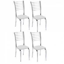 Kit 4 Cadeiras Iara Cromada Para Cozinha Branco