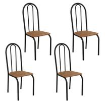 Kit 4 Cadeiras Ilhabela Estrutura em Aço Preto Tecido Jambo