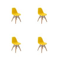 Kit 4 Cadeiras Infantil Eiffel Amarela PP Braço