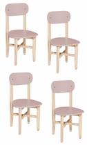 Kit 4 Cadeiras Infantil para Refeitório Assento e Encosto Rosa Base Madeira Kit 4 Cadeiras Infantil para Refeitório Assento e Encosto Rosa Base Madeira