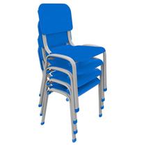 Kit 4 Cadeiras Infantil Polipropileno LG flex Reforçada Empilhável WP Kids Azul - LG Flex Cadeiras
