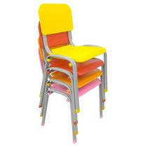 Kit 4 Cadeiras Infantil Polipropileno LG flex Reforçada Empilhável WP Kids Coloridas
