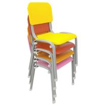 Kit 4 Cadeiras Infantil Polipropileno LG flex Reforçada Empilhável WP Kids Coloridas - LG FLEX CADEIRAS