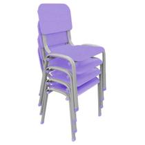 Kit 4 Cadeiras Infantil Polipropileno LG flex Reforçada Empilhável WP Kids Lilás - LG Flex Cadeiras