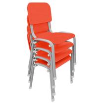 Kit 4 Cadeiras Infantil Polipropileno LG flex Reforçada Empilhável WP Kids Vermelha